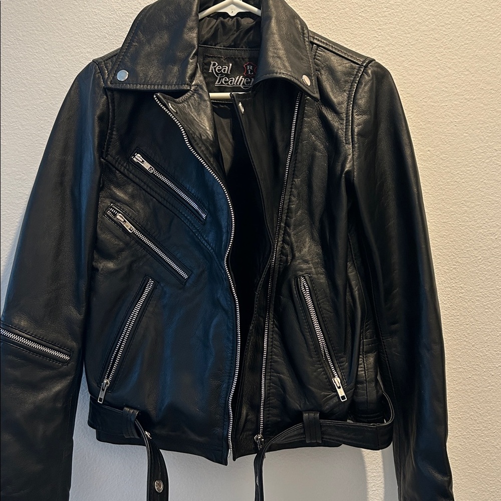 Women's Black Moto Leather Jacket